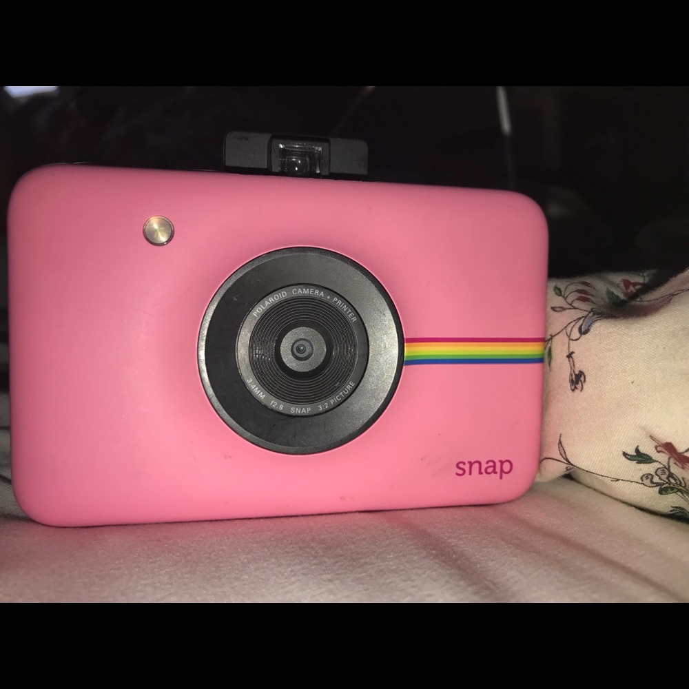 pink polaroid camera